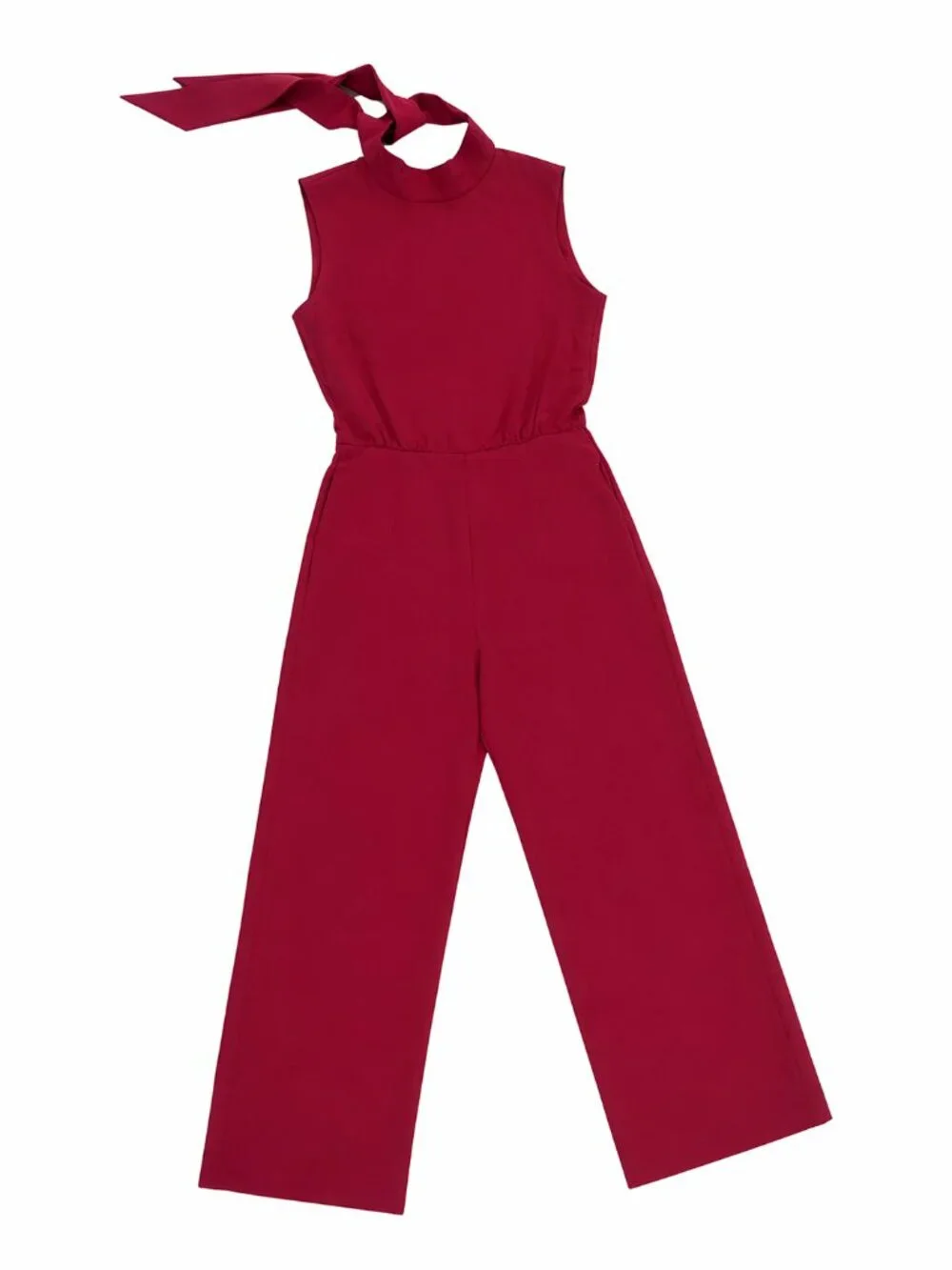 Charles Henry Wine Pink Elegant Jumpsuit XS Open Back Tie Wide Leg - Picture 3 of 5